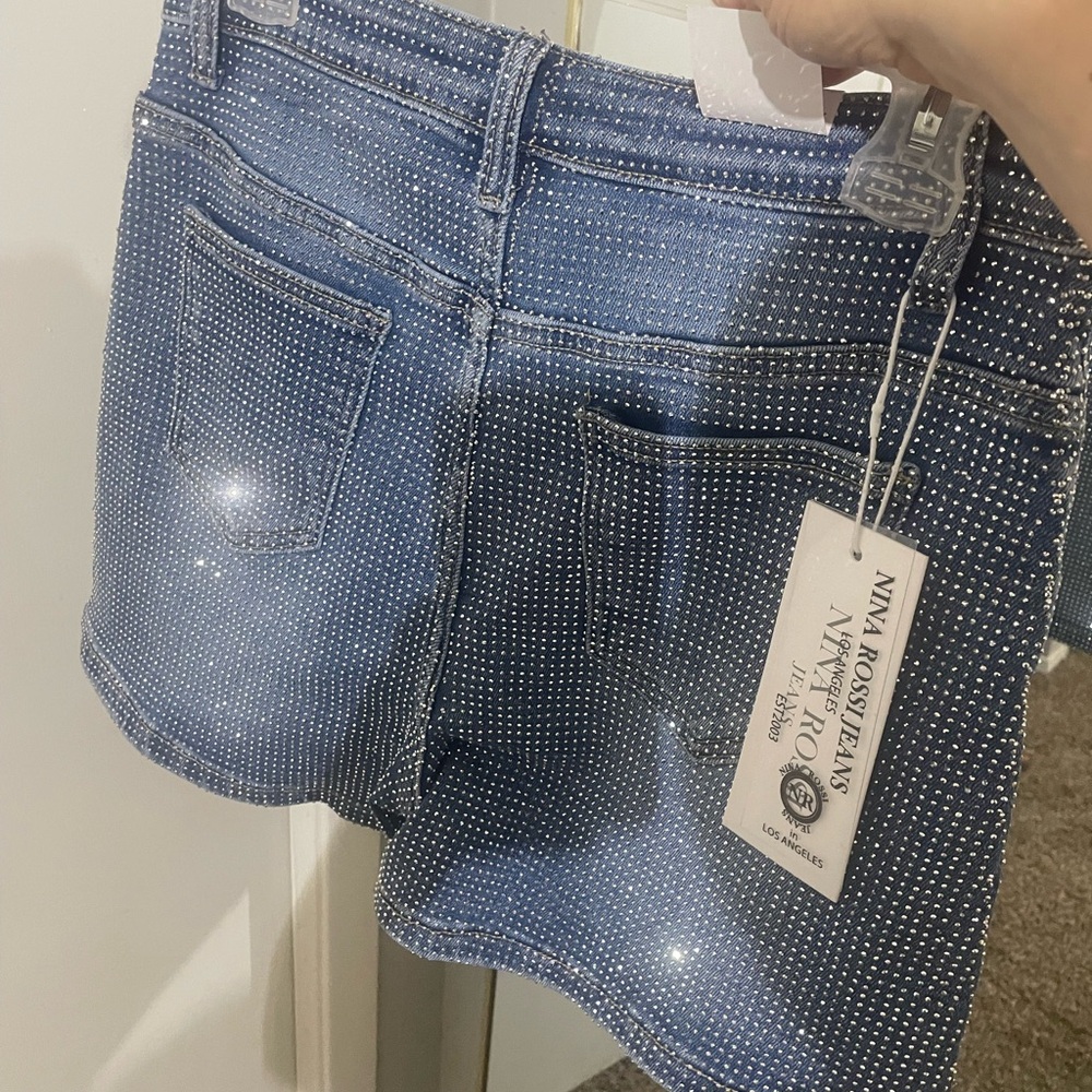 Embellished Blue Denim Mini Skirt - Picture 2 of 2